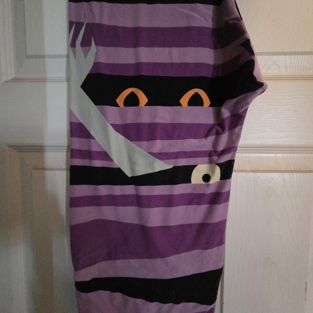 LuLaRoe Purple and Black Striped Leggings